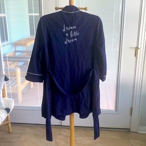 Kate Spade Dream A Little Dream Bathrobe Navy